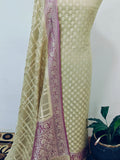 Dusty Beige Banarasi Khaddi Georgette Suit - Aura Benaras