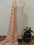 Off White Banarasi Khaddi Georgette Suit - Aura Benaras