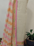 Off White Banarasi Khaddi Georgette Suit - Aura Benaras