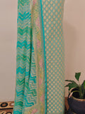 Turquoise Blue Banarasi Khaddi Georgette Suit - Aura Benaras