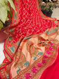 Red Tilfi Patola Pure Banarasi Khaddi Georgette Saree