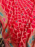 Red Tilfi Patola Pure Banarasi Khaddi Georgette Saree