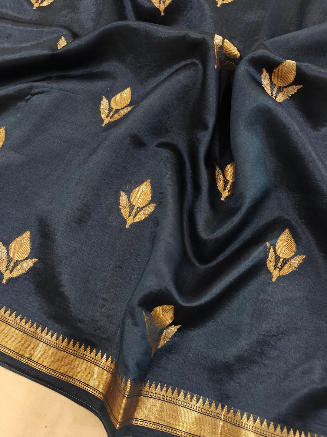 Teal Pure Banarasi Handloom Silk Saree - Aura Benaras