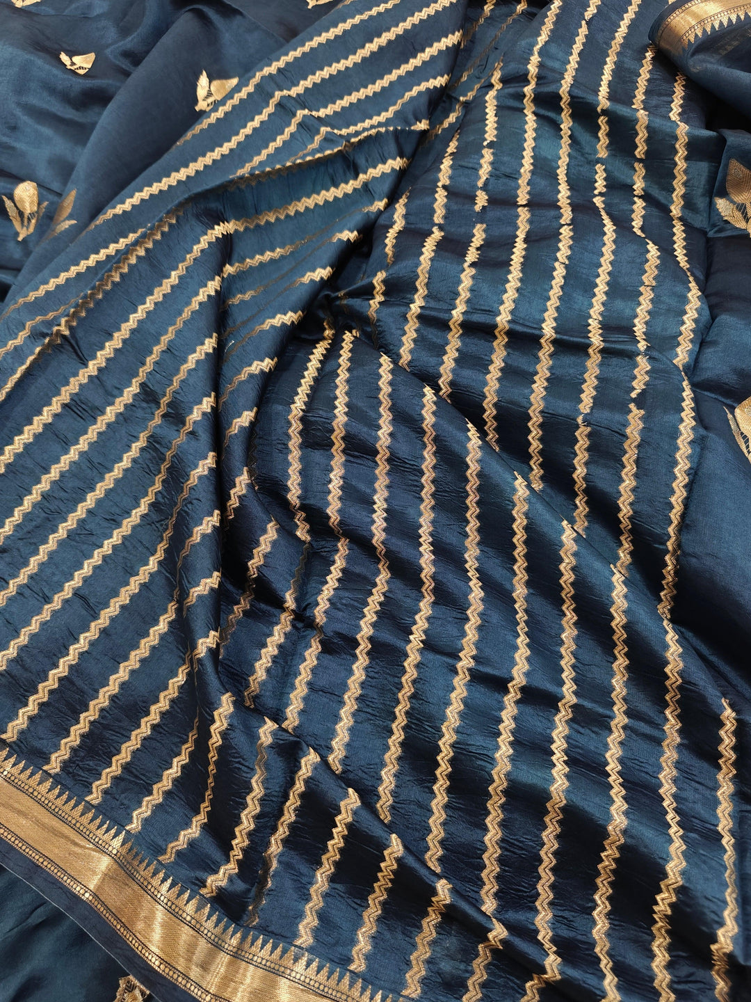 Teal Pure Banarasi Handloom Silk Saree - Aura Benaras