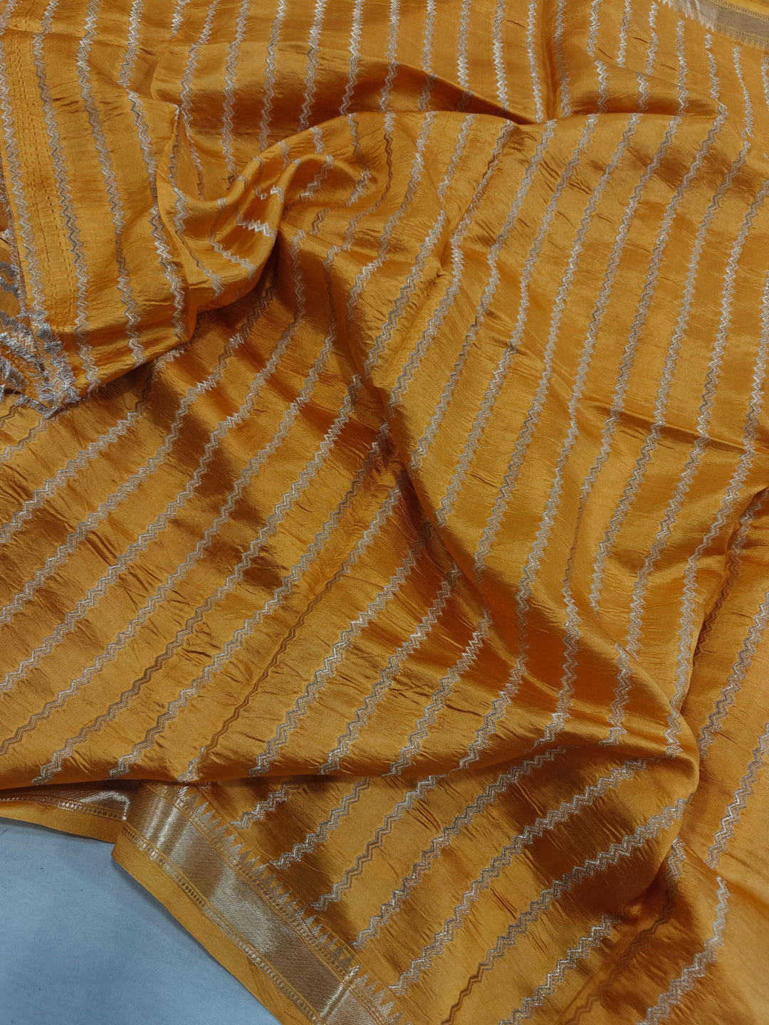 Mustard Yellow Pure Banarasi Handloom Silk Saree - Aura Benaras