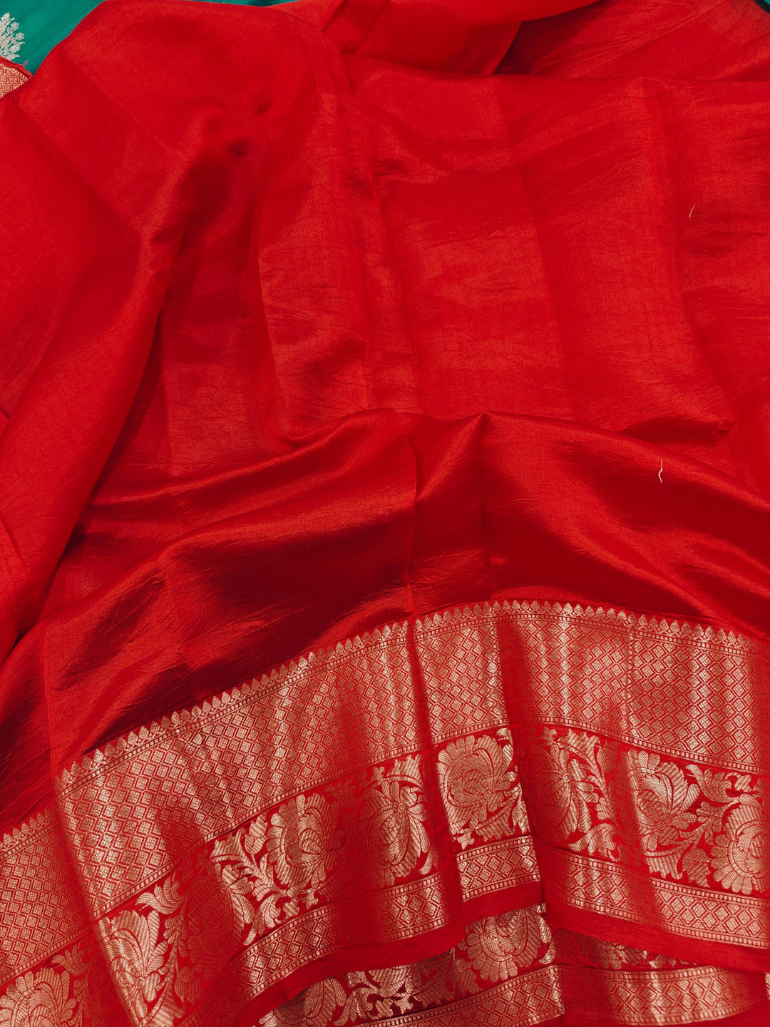 Rama Green Pure Banarasi Handloom Silk Saree - Aura Benaras