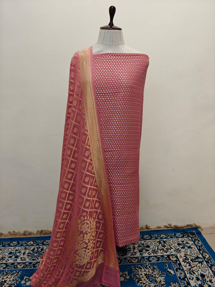 Onion Pink Banarasi Khaddi Georgette Suit
