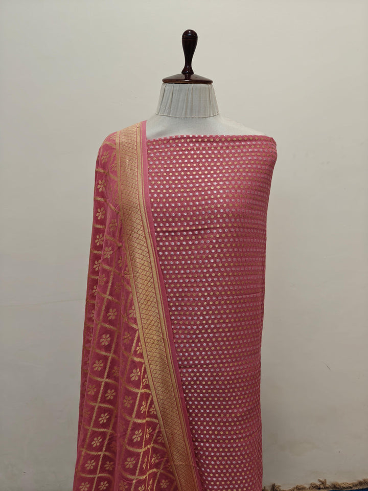Onion Pink Banarasi Khaddi Georgette Suit