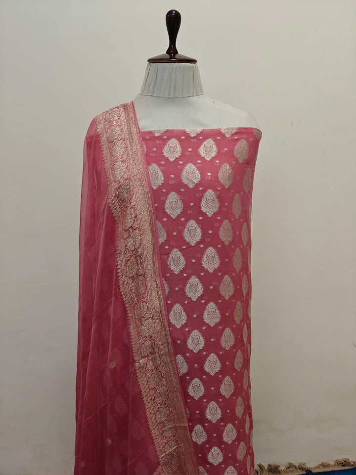 Onion Pink Khaddi Georgette Banarasi Suit