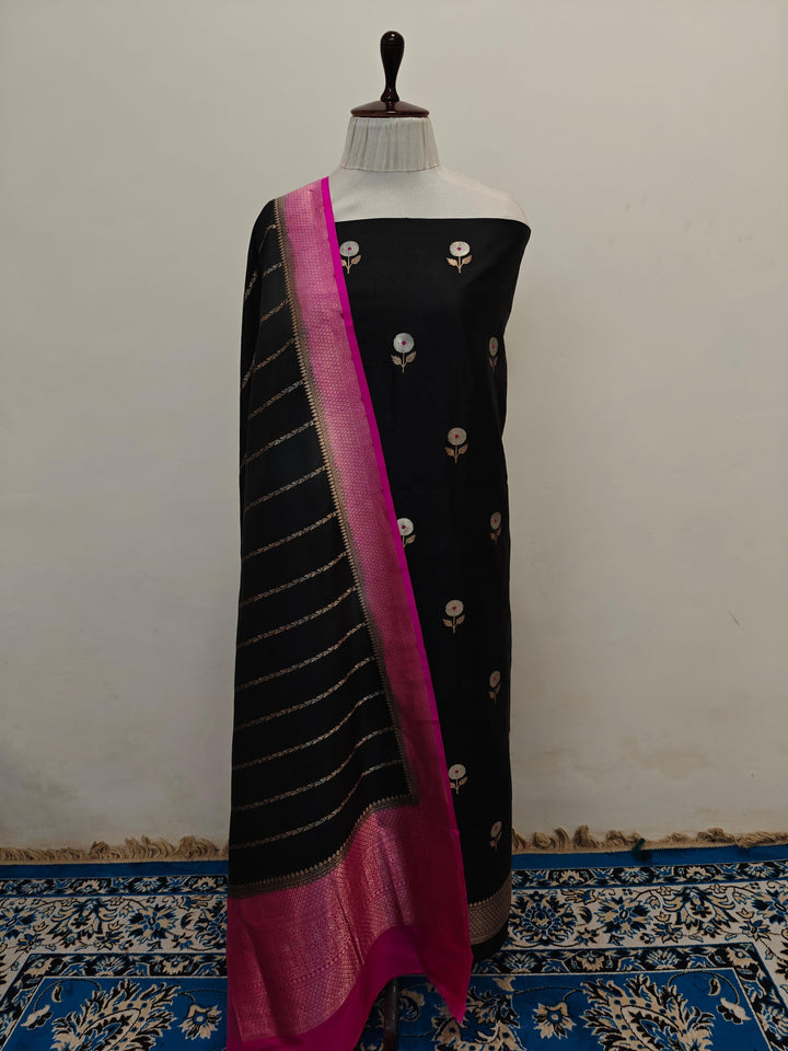 Black Pure Silk Handwoven Banarasi Suit Set