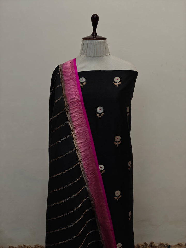 Black Pure Silk Handwoven Banarasi Suit Set