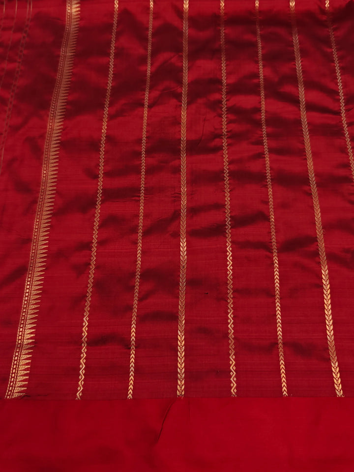 Mehendi Green Katan Silk Banarasi Saree with Paithani Border