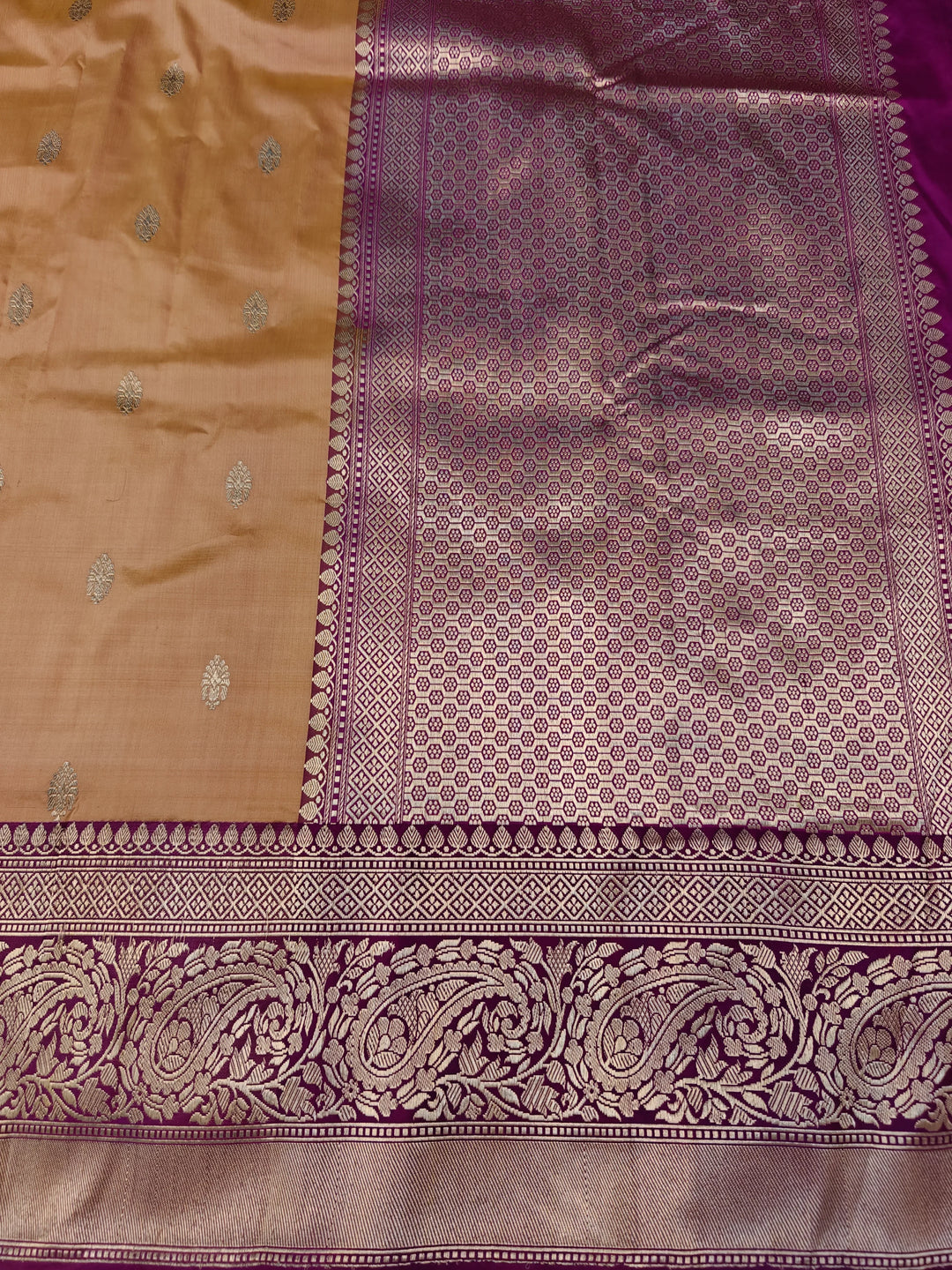 Almond Beige Pure Katan Silk Handloom Banarasi Saree