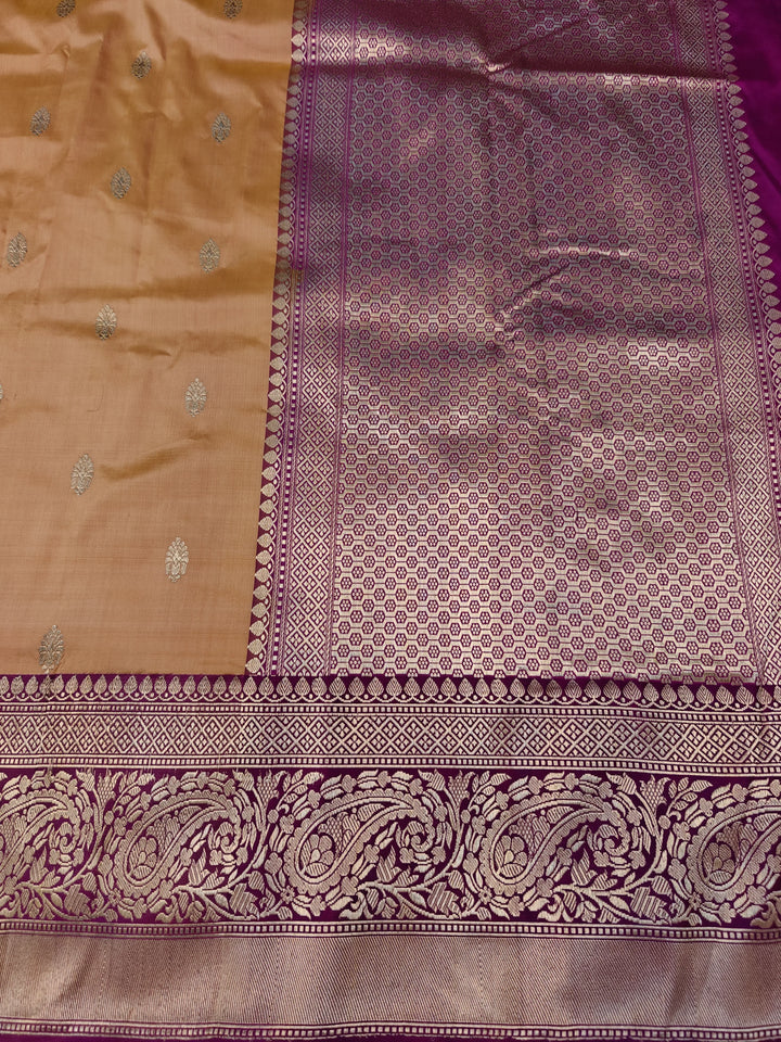 Almond Beige Pure Katan Silk Handloom Banarasi Saree