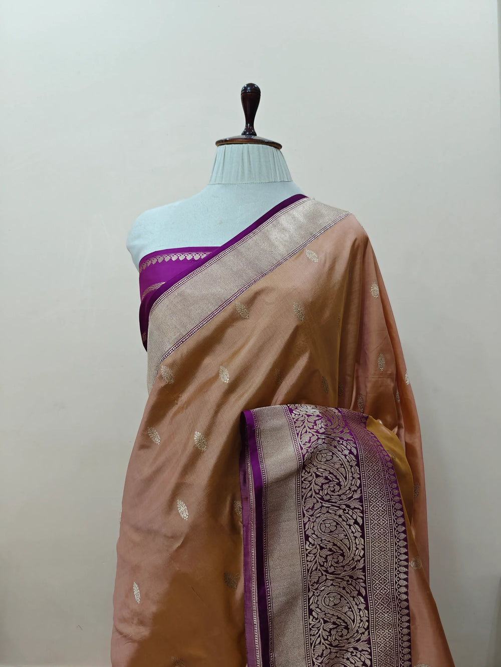 Almond Beige Pure Katan Silk Handloom Banarasi Saree