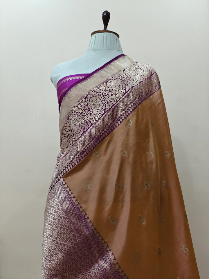 Almond Beige Pure Katan Silk Handloom Banarasi Saree