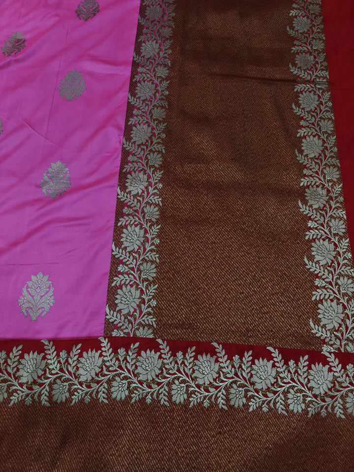 Pink Pure Katan Silk Handloom Banarasi Saree