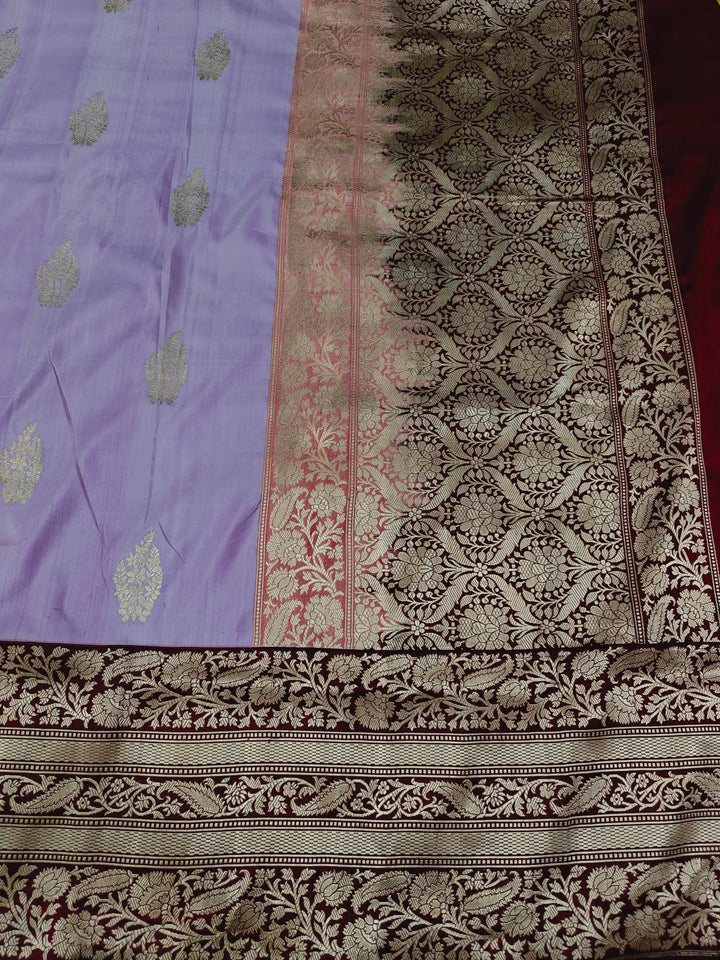 Lilac Pure Katan Silk Handloom Banarasi Saree