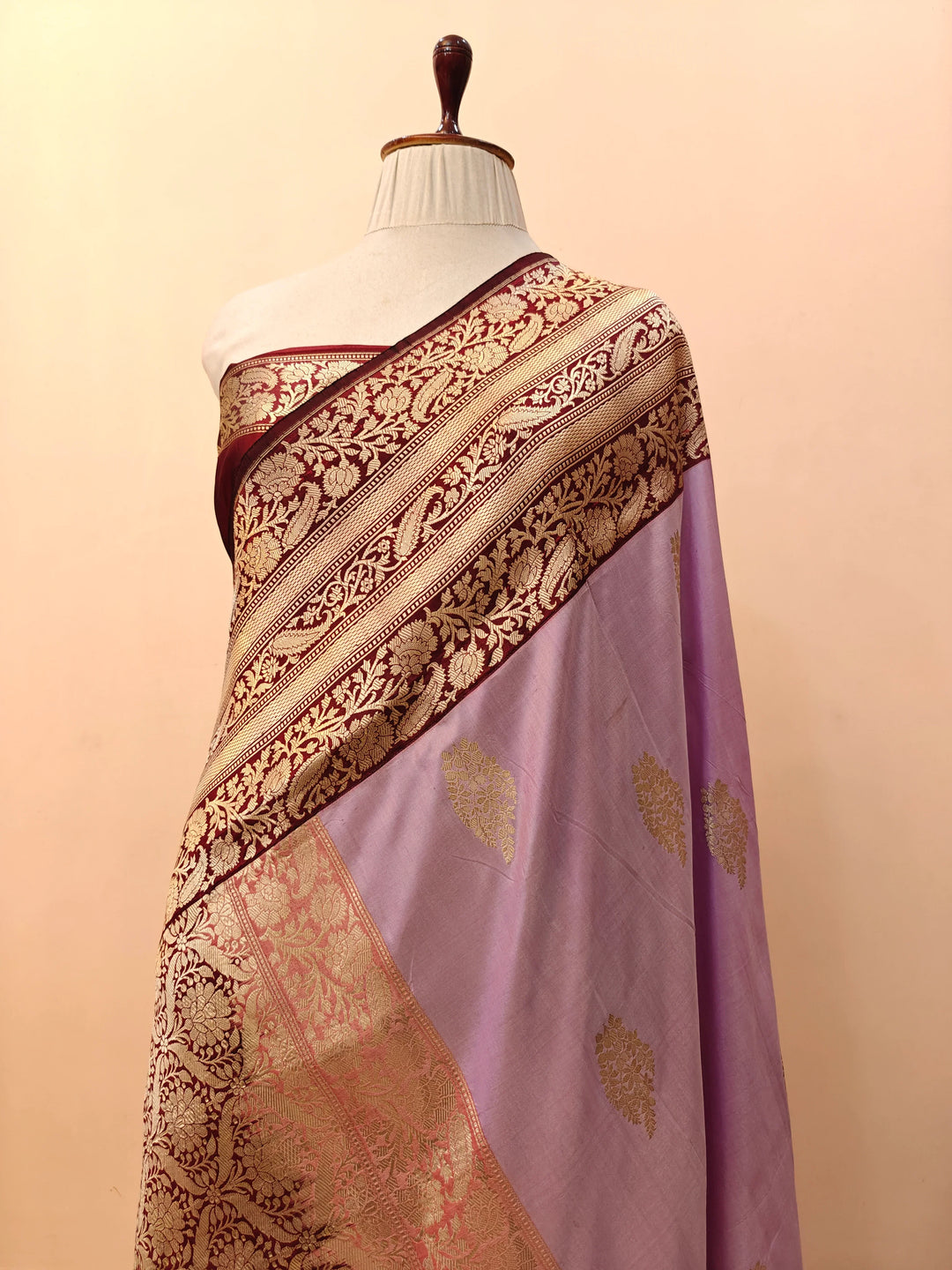 Lilac Pure Katan Silk Handloom Banarasi Saree
