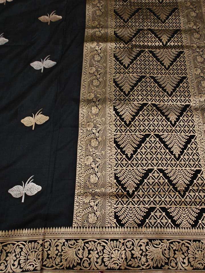 Black Pure Banarasi Handloom Katan Silk Saree