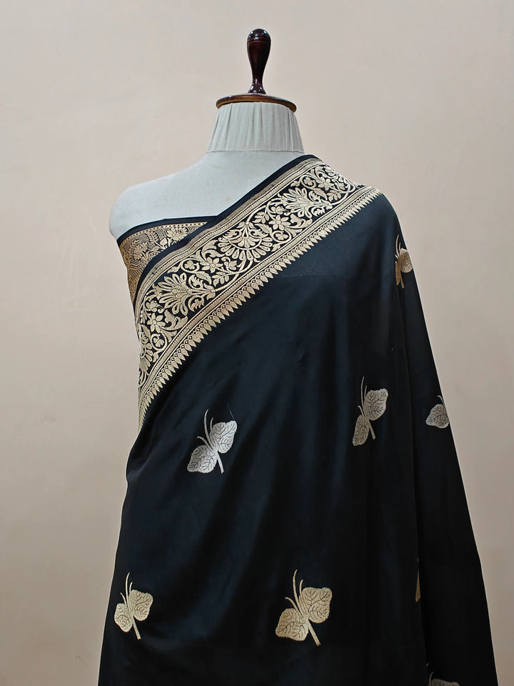 Black Pure Banarasi Handloom Katan Silk Saree