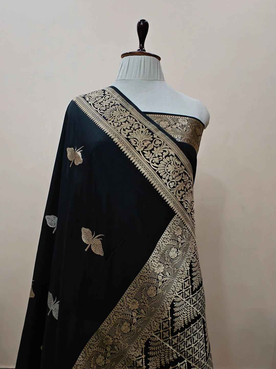 Black Pure Banarasi Handloom Katan Silk Saree