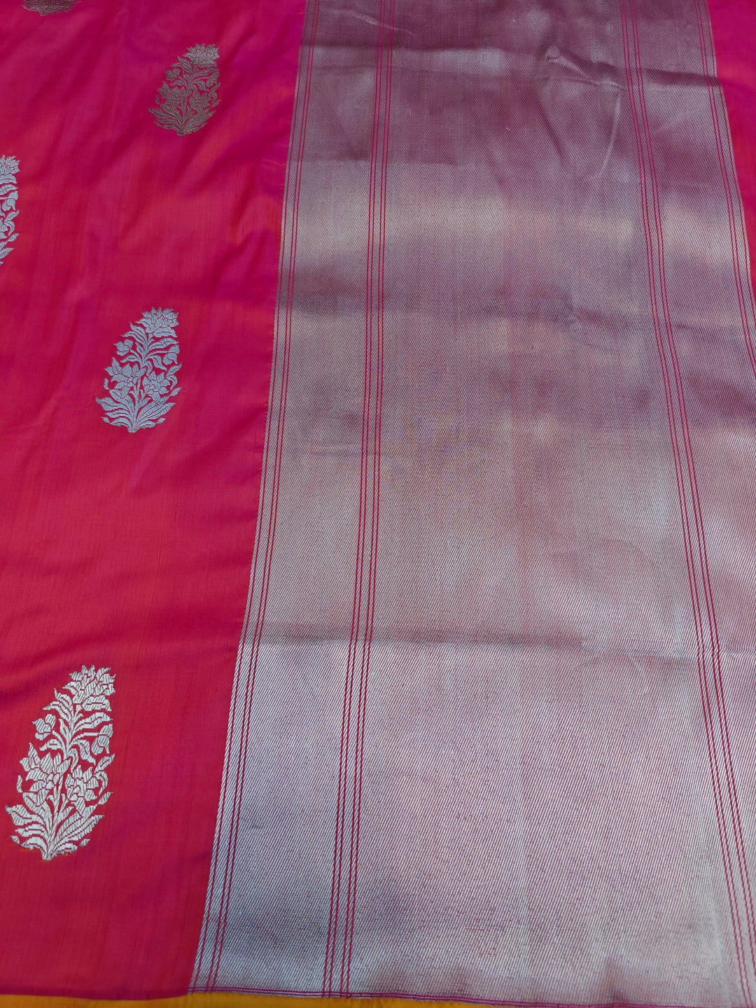 Orange Pink Pure Banarasi Handloom Katan Silk Saree