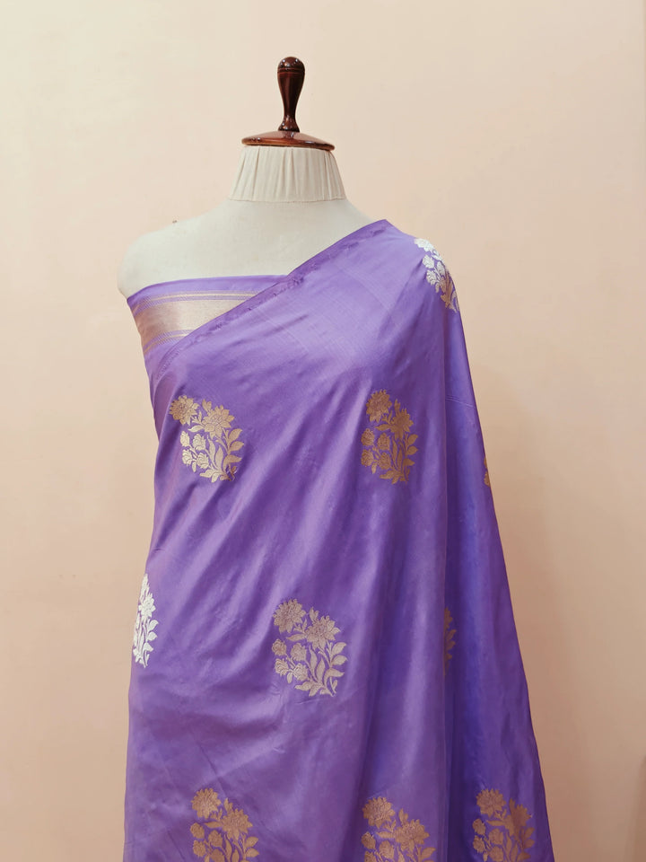 Lavender Pure Banarasi Handloom Katan Silk Saree