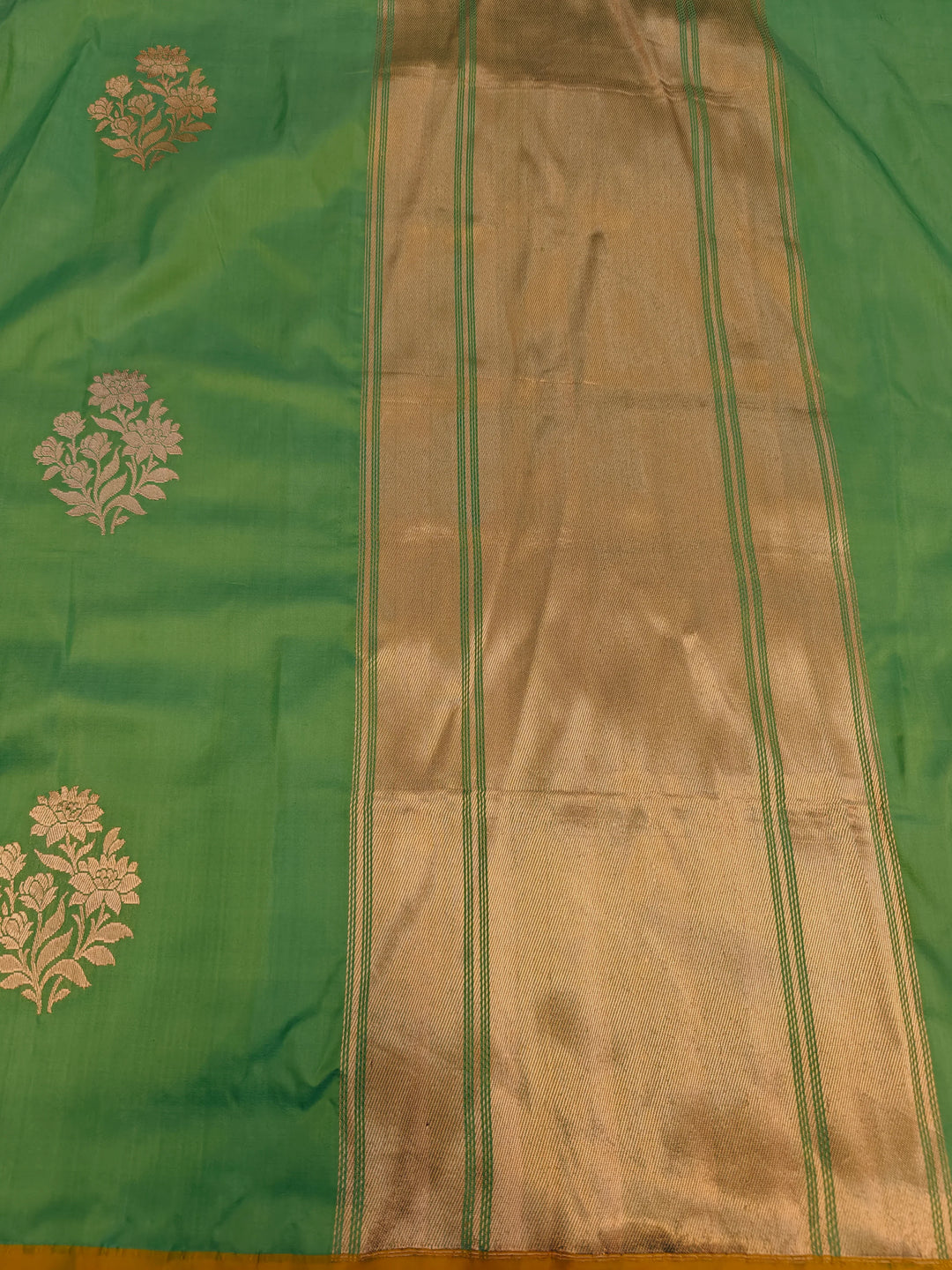 Sea Green Pure Banarasi Handloom Katan Silk Saree