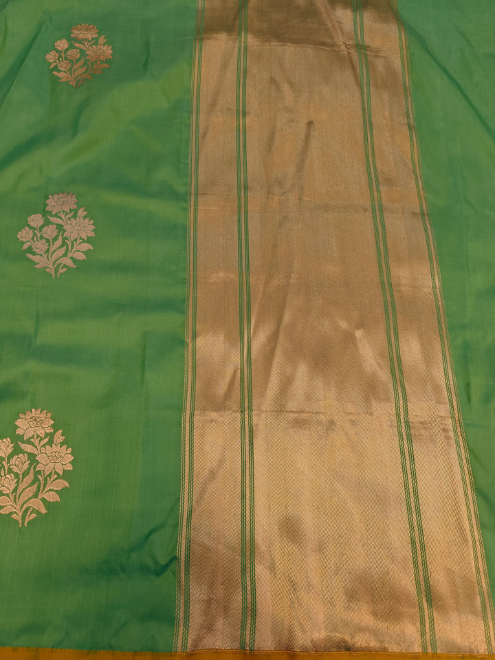Sea Green Pure Banarasi Handloom Katan Silk Saree