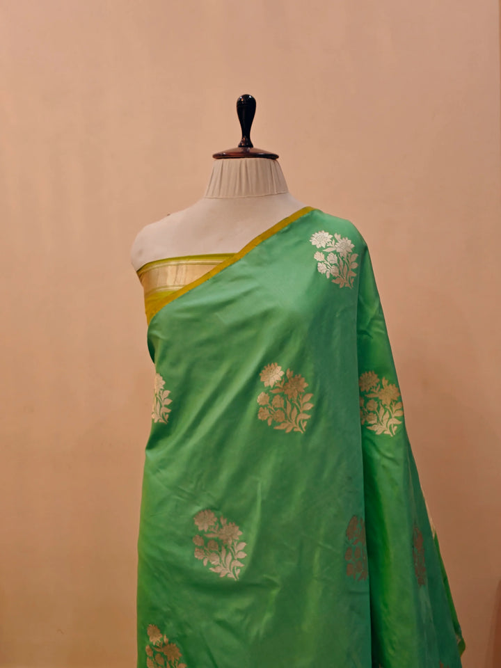 Sea Green Pure Banarasi Handloom Katan Silk Saree