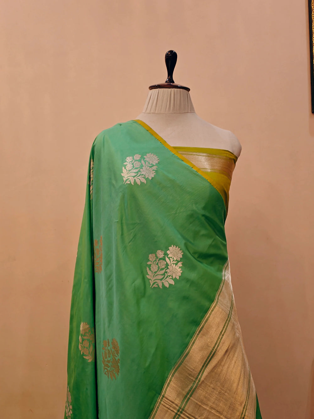Sea Green Pure Banarasi Handloom Katan Silk Saree