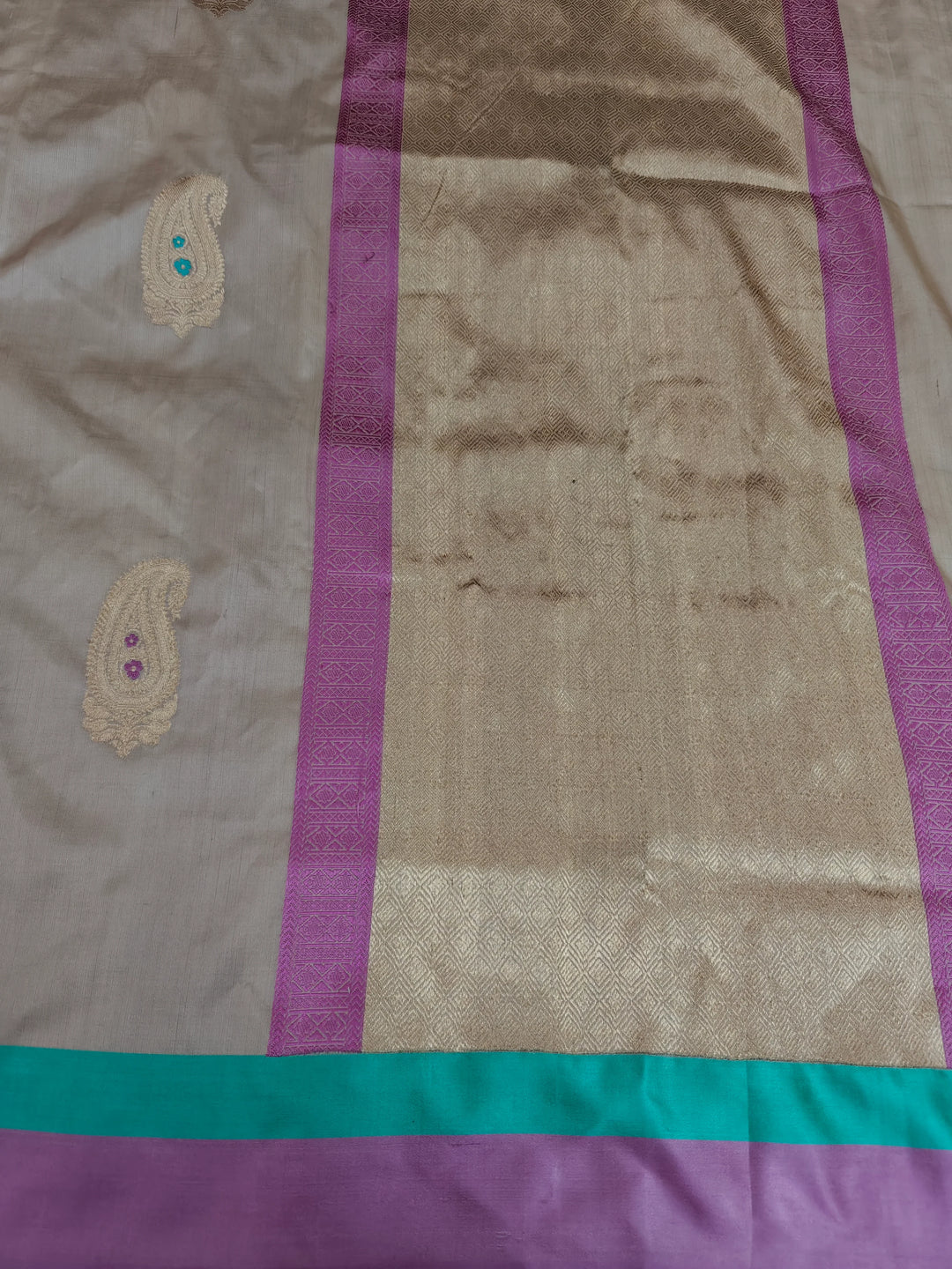 Almond Beige Pure Katan Silk Handloom Banarasi Saree