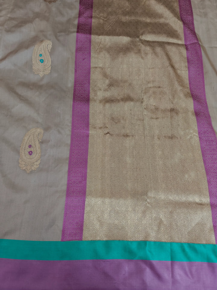 Almond Beige Pure Katan Silk Handloom Banarasi Saree
