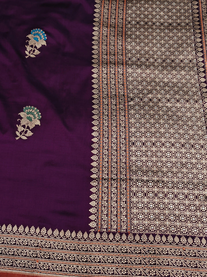 Purple Banarasi Handloom Katan Silk Saree
