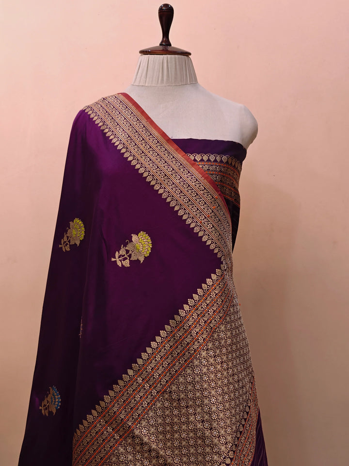 Purple Banarasi Handloom Katan Silk Saree