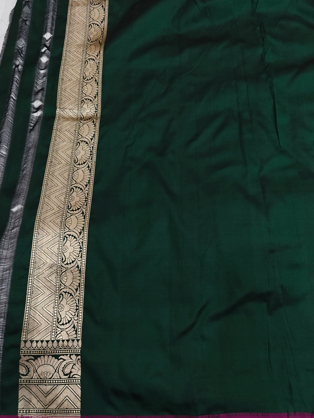 Bottle Green Banarasi Handloom Katan Silk Saree