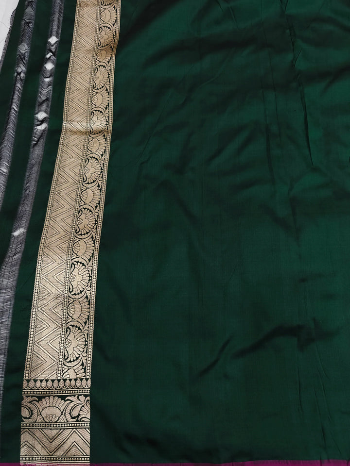 Bottle Green Banarasi Handloom Katan Silk Saree