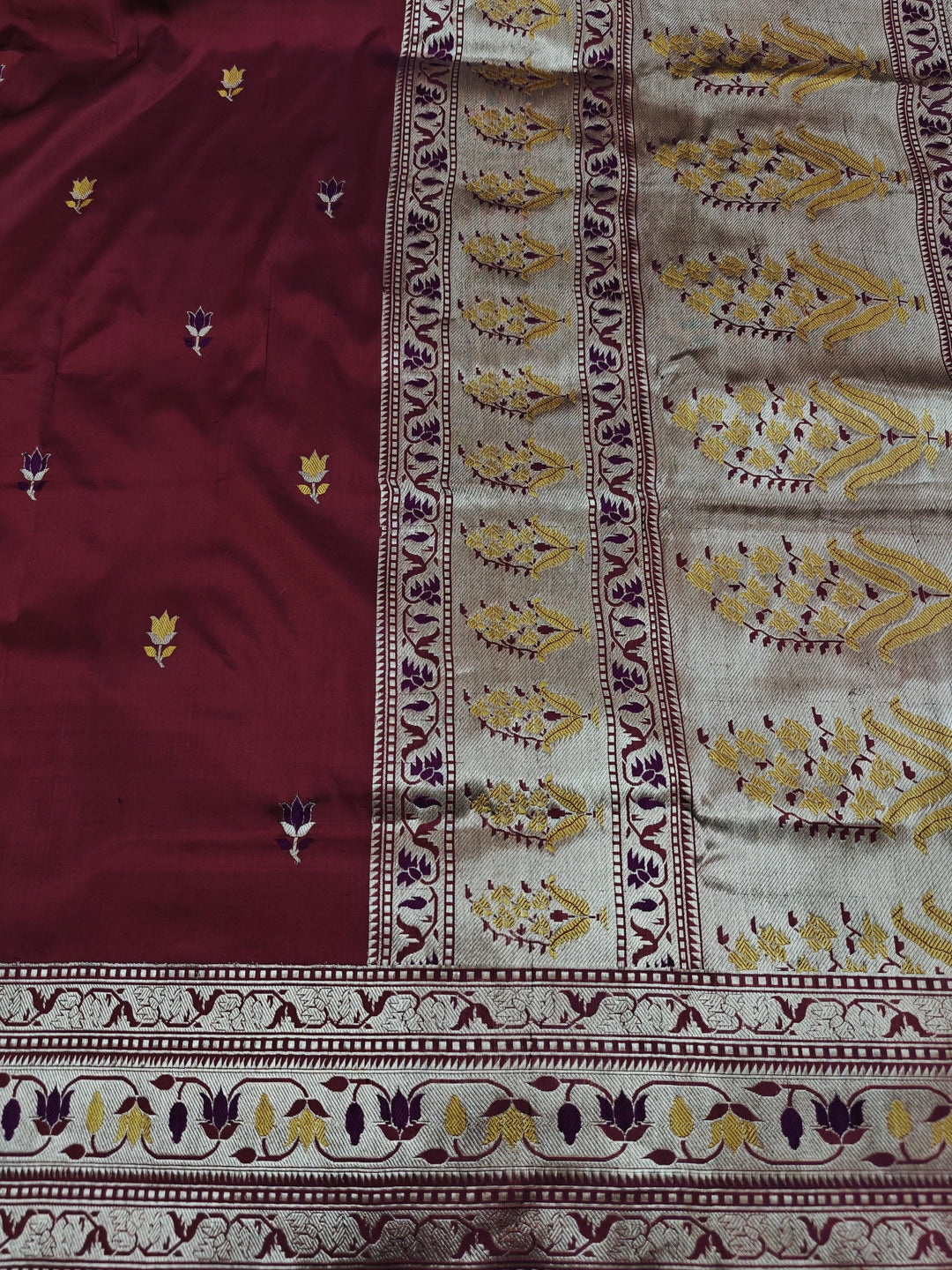 Maroon Banarasi Handloom Katan Silk Saree