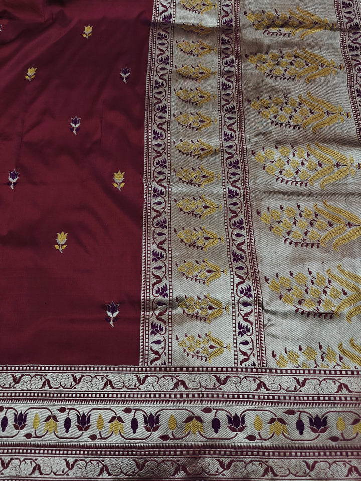 Maroon Banarasi Handloom Katan Silk Saree