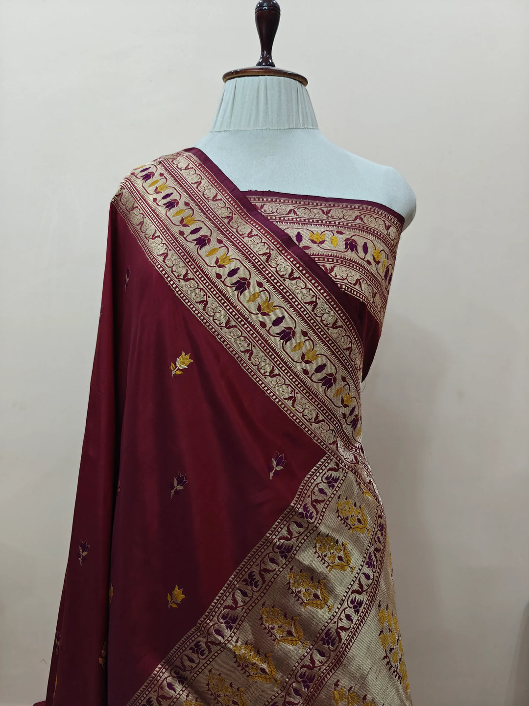 Maroon Banarasi Handloom Katan Silk Saree