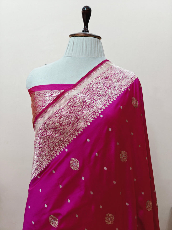 Rani Pink Pure Banarasi Handloom Katan Silk Saree
