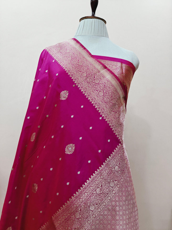 Rani Pink Pure Banarasi Handloom Katan Silk Saree