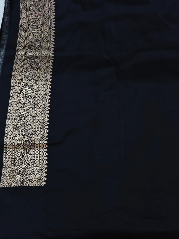Black Pure Banarasi Handloom Katan Silk Saree