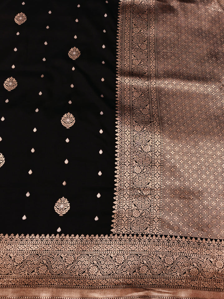 Black Pure Banarasi Handloom Katan Silk Saree