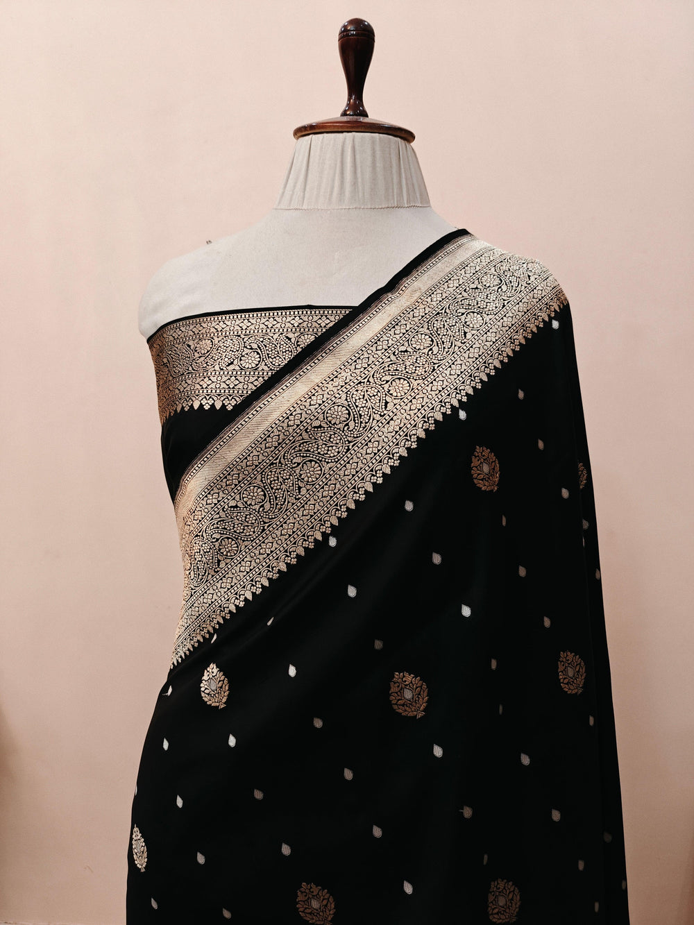 Black Pure Banarasi Handloom Katan Silk Saree
