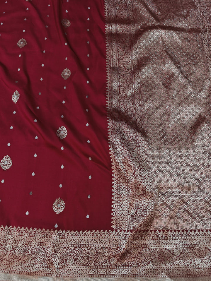 Maroon Pure Banarasi Handloom Katan Silk Saree