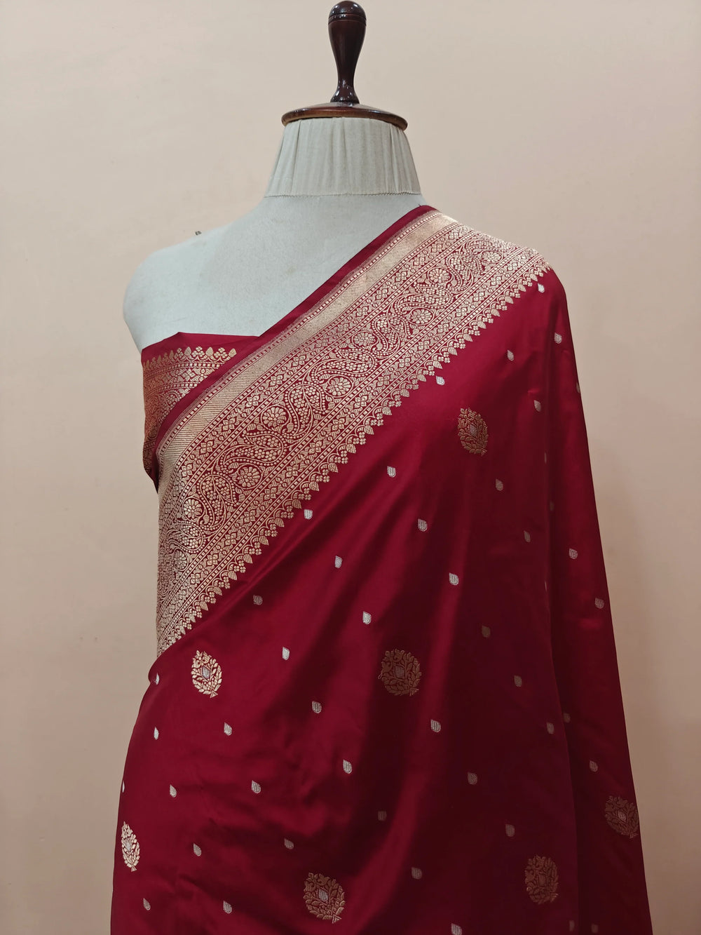 Maroon Pure Banarasi Handloom Katan Silk Saree