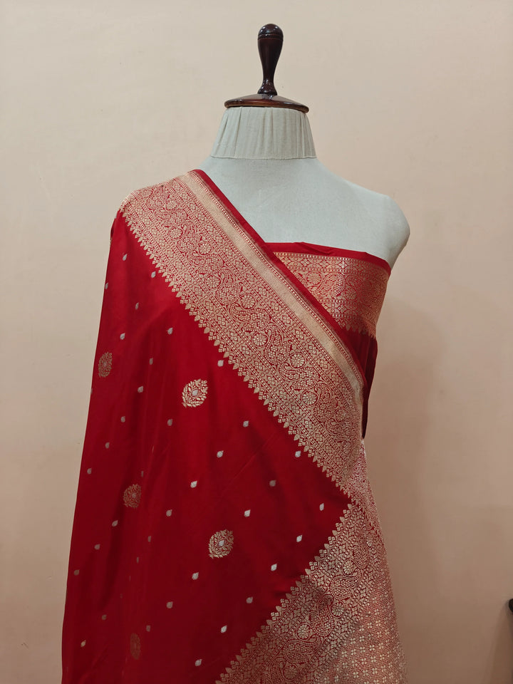 Red Pure Banarasi Handloom Katan Silk Saree