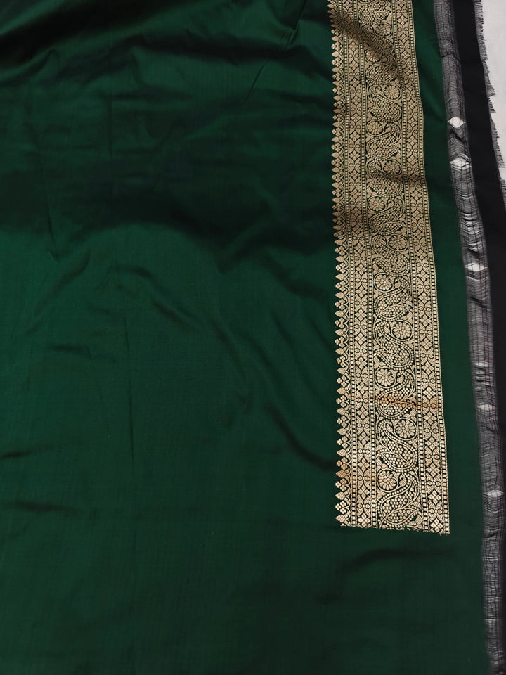 Bottle Green Pure Banarasi Handloom Katan Silk Saree